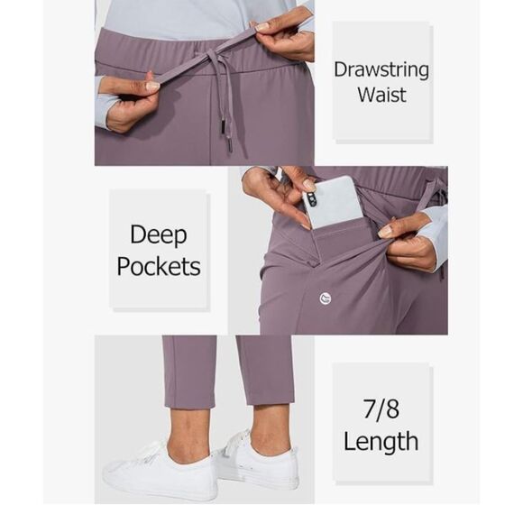 NEW G Gradual Golf Athletic Pants XL Lt Purple 7/8 Length Drawstring Waist NWT - Picture 3 of 7